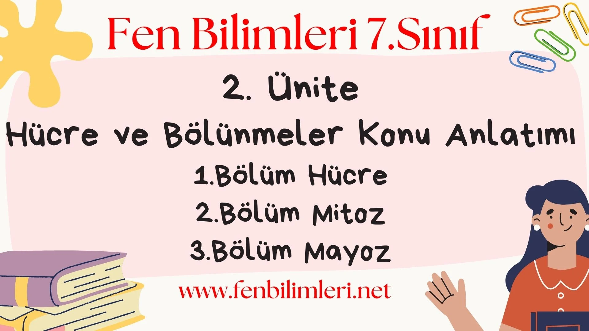 2. Ünite: Hücre ve Bölünmeler Konu Anlatımı 1.Bölüm: Hücre 2.Bölüm: Mitoz 3.Bölüm: Mayoz