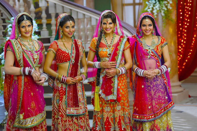 Houseful 2  actresses Zarine, Asin, Shazahn and Jacqueline in wedding dress