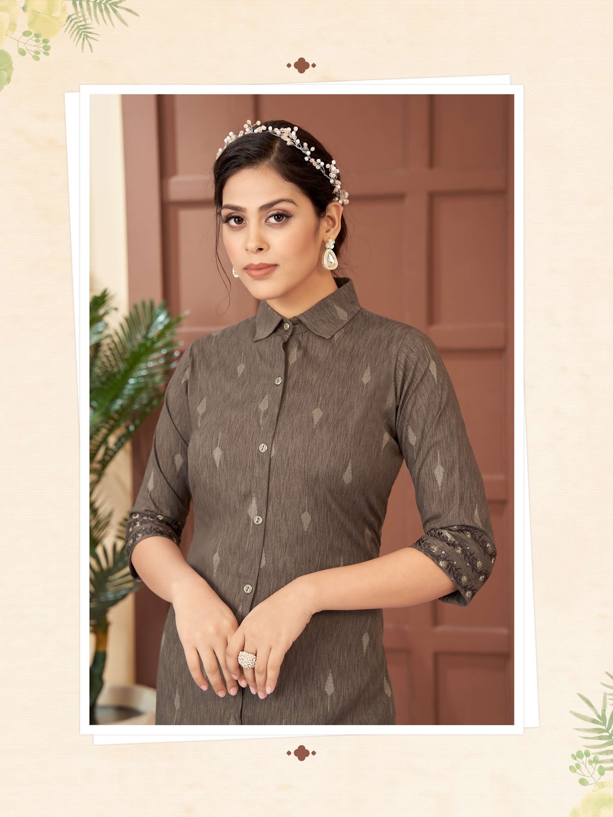 Floral Fiesta Cotton Printed Shirt Style Kurti for Everyday wear