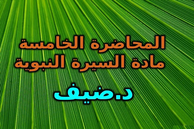 د.ضيف المحاضرة الخامسة - مادة السيرة النبوية