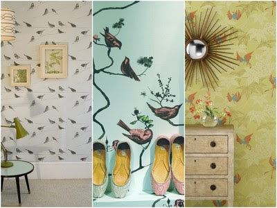 Above, left to right: Garden Birds and Pavilion Birds, both by Louise Body; 