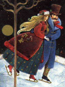 Postcard of Victorian era ice skating