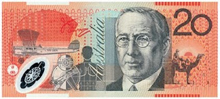 twenty australian dollar bank note with John Flynn, Royal Flying Doctor Service of Australia founder