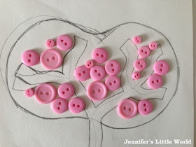 Felt and button tree picture in pink and brown