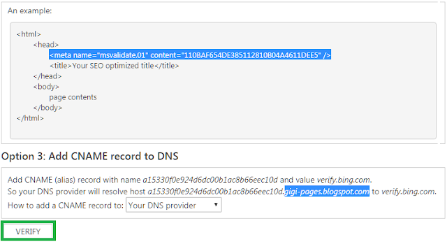 Verifikasi bing webmasters