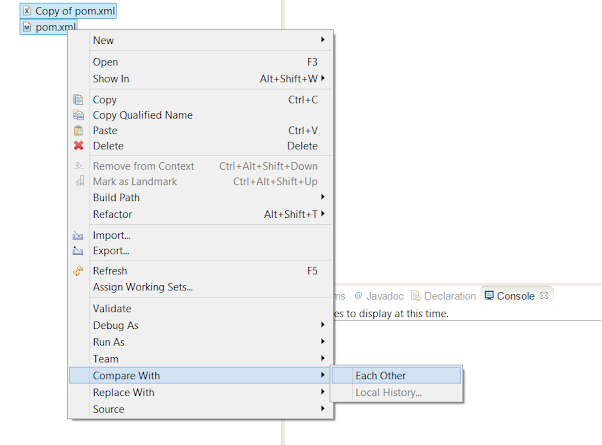 How to compare two files in Eclipse IDE