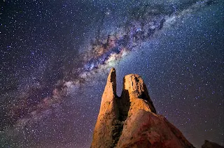 The Milky way as captured from some desert, spanning the night sky