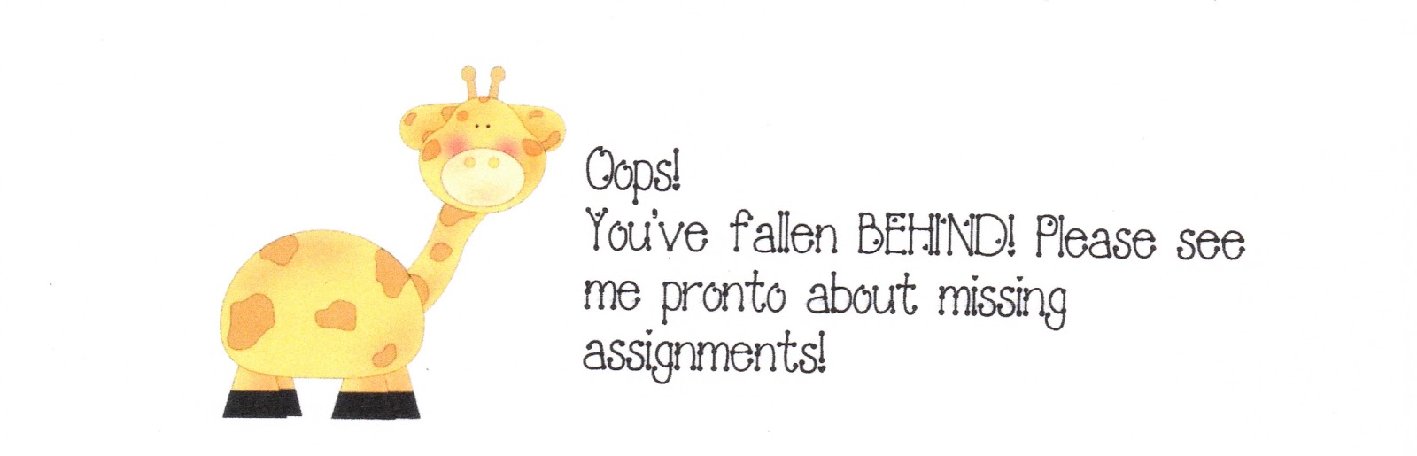 Giraffe Missing Assignments Note - Classroom Freebies