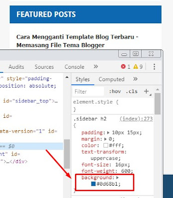 Klik kanan inspect kode warna html