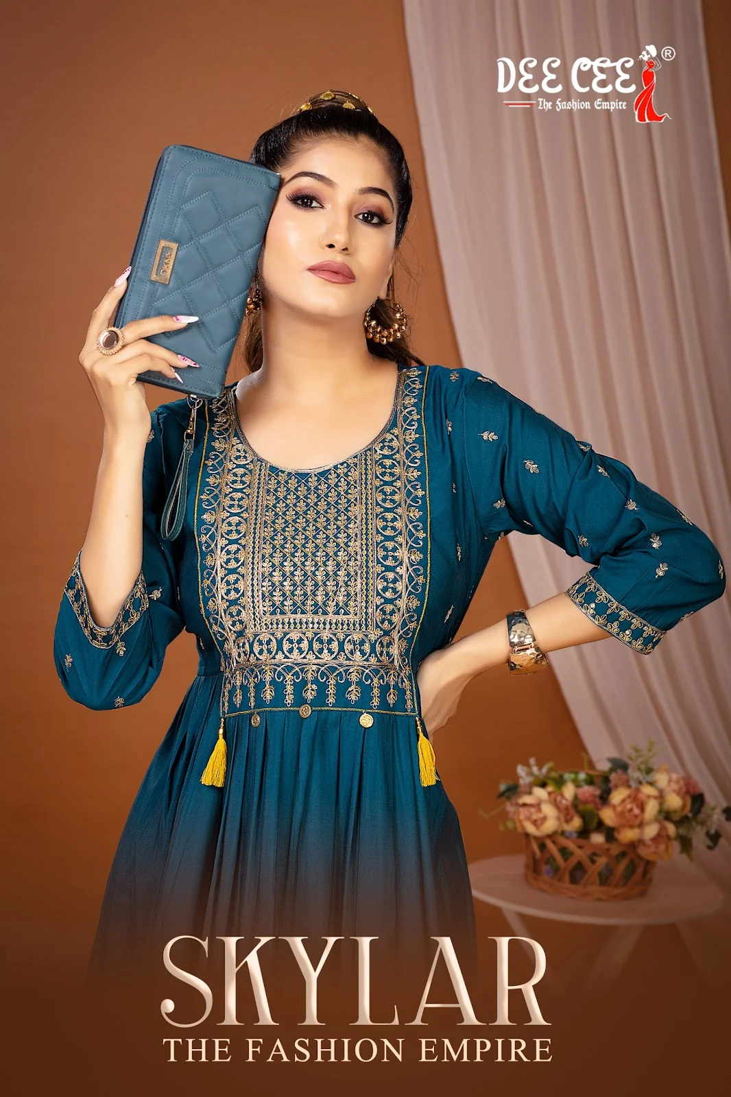 Skylar Deecee Roman Silk Embroidery Work Anarkali Kurtis