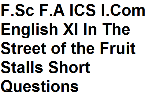 Intermediate F.Sc F.A ICS I.Com English XI In The Street of the Fruit Stalls Short Questions