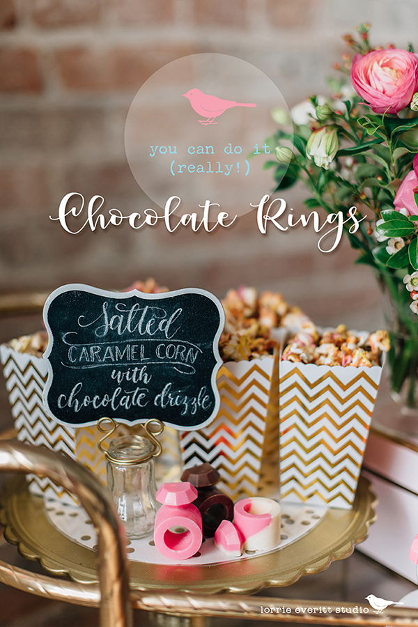 DIY chocolate rings using a ring shaped ice cube tray and melted chocolate in the colours and flavours of your choice. | Lorrie Everitt Studio