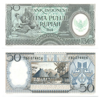  dicetak banyak sekali jenis uang kertas yang terdiri dari banyak sekali penggalan dari terkecil  1961 - 1964