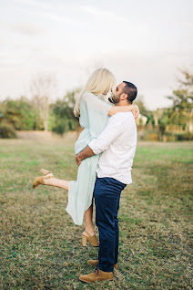 engaged couple at park