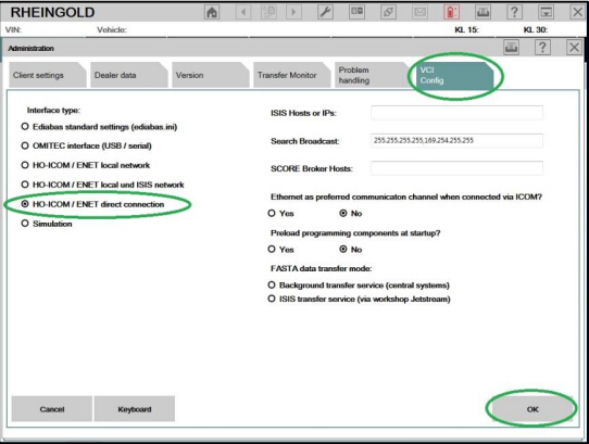  setup BMW ICOM Rheingold on ENET E-sys cable 9