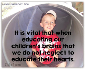 It is vital that when educating our children's brains that we do not neglect to educate their hearts.  Thankful Jar blog post by Clever Classroom