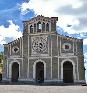 The baroque facade of the basilica of Santa Margherita da Cortona, Italy