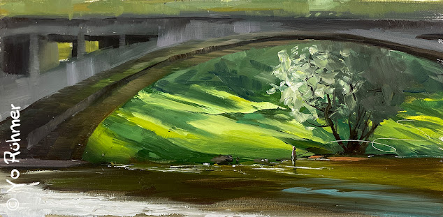 Pont d'Alle Peinture Brücke Pleinairmalerei