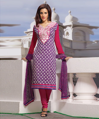 BRAND: Prafful  CATEGORY: Unstitched Suit with Dupatta  COLOUR:  Top: Purple and Cream  Bottom: Pink  Dupatta: Purple and Pink  MATERIAL:  Top: Cotton  Bottom: Cotton  Dupatta: Chiffon  LENGTH:  Kurta: 2.5 meters  Salwar: 2.5 meters  Dupatta: 2.25 meters 