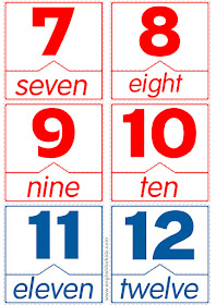 printable flashcard for English lessons, matching word to number