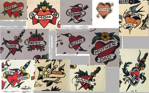 heart tattoos with banners