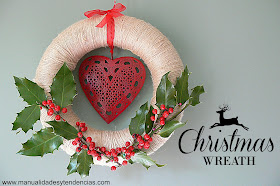 Handmade holly wreath for Christmas