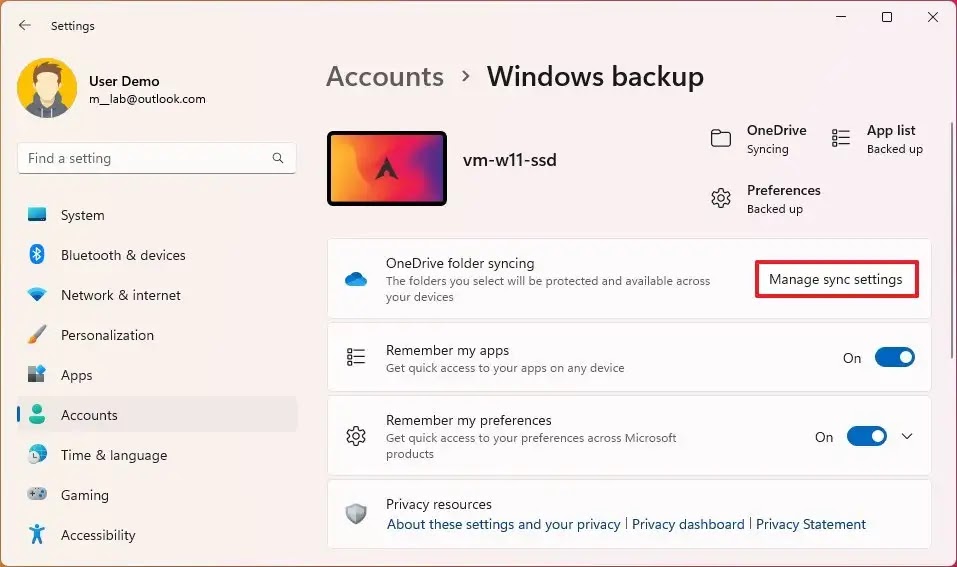 windows 11 onedrive manage sync settings