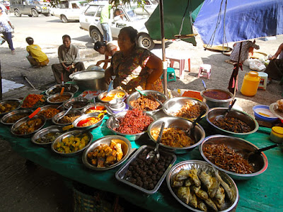 Myanmar colorful fast food in Yangon 