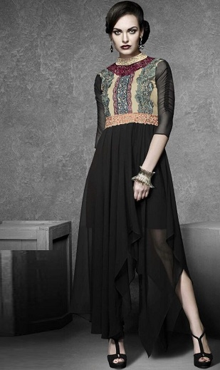 Crepe Double Layer Designer Kurti