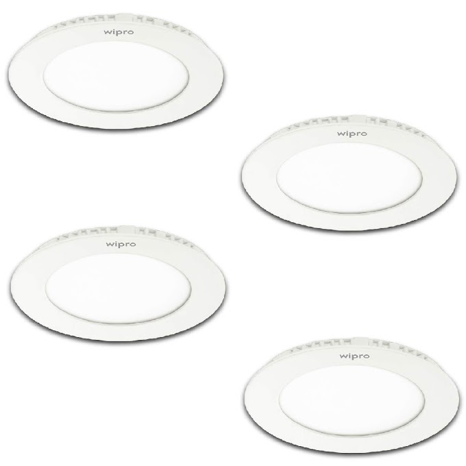 Wipro Iris Slim RO 15 Watt Round Slim Panel Recessed Mounted White LED Down Lighter (Cool Daylight, Pack of 4)