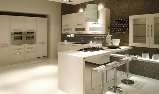 modern kitchen with solid surface cuntertops