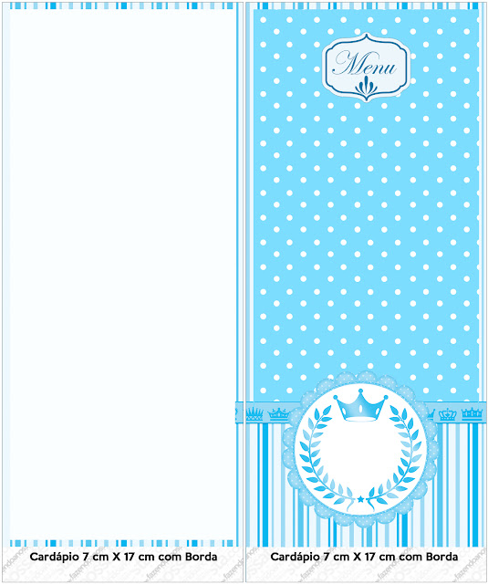 Light Blue Crown in Stripes and Polka Dots  Free Party Printables for a Quinceanera Party.