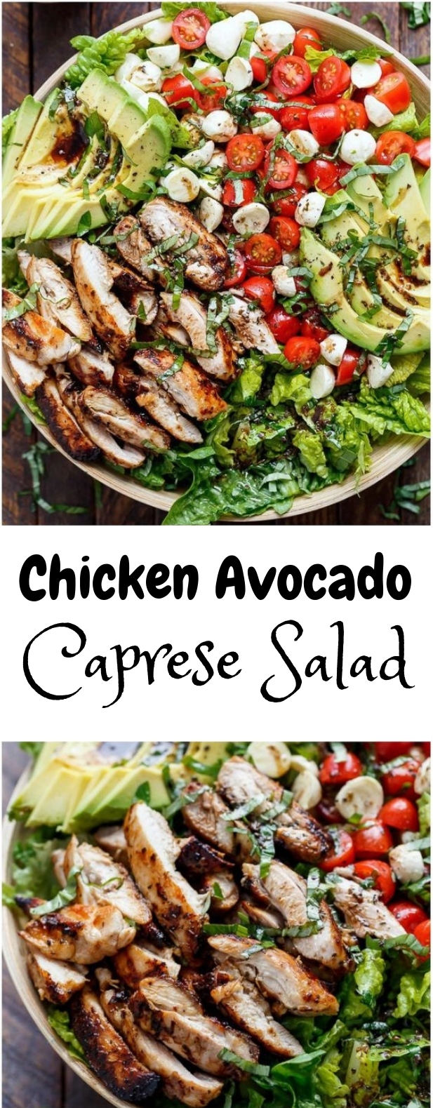 chicken avocado caprese salad #salad #vegetarian