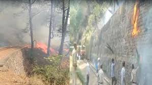 कालका-शिमला रेलमार्ग पर जाबली के समीप जंगल में भड़की आग