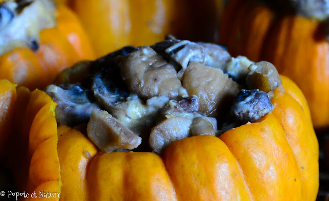 Courges Jack Little farcies aux champignons et aux châtaignes © Popote et Nature