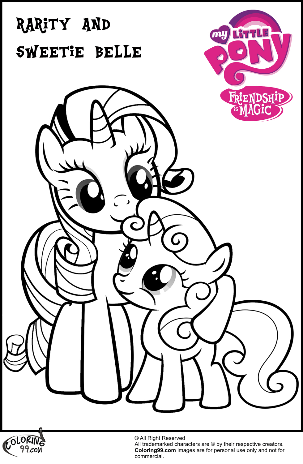 Download My Little Pony Rarity Coloring Pages | Team colors