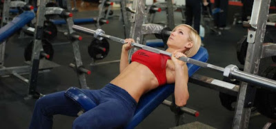 bench press bar on flat bench