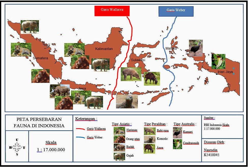  PETA  PERSEBARAN  FAUNA  DI  INDONESIA  Konsep Perpaduan 