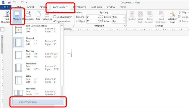 Mengubar ukuran kertas dan margin pada Ms. office word