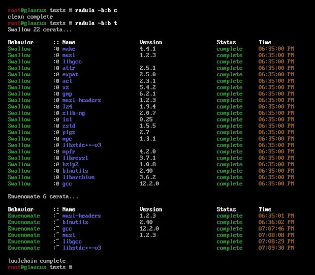 radula, o gerenciador de pacotes do Glaucus Linux