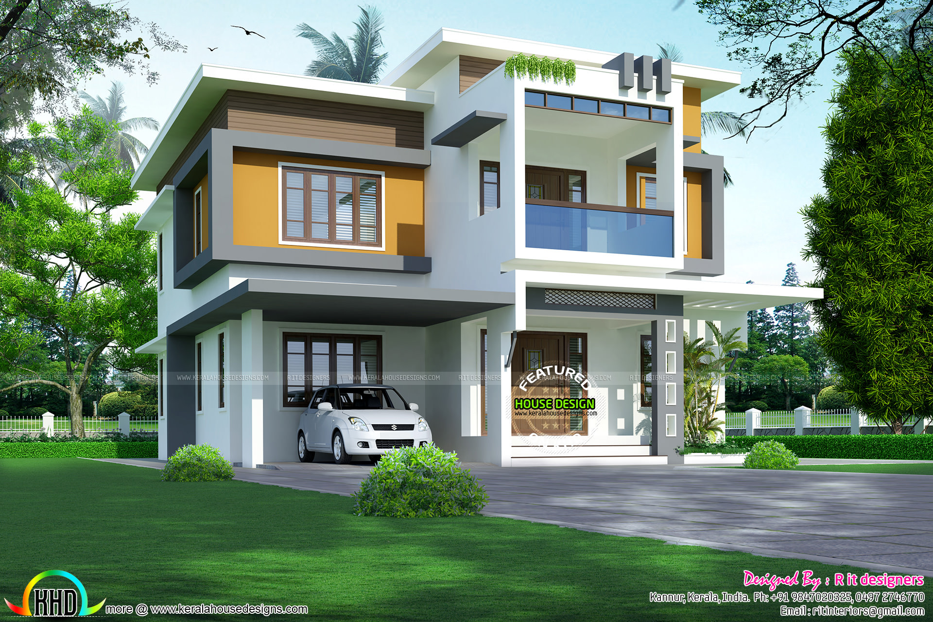 Colorful modern home plan 2400 sq-ft - Home Design Decor