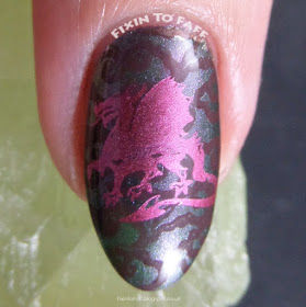 Nail art tribute to Hermione Granger, brains, books, vinewood and dragon heartstring wand, otter Patronus, and time turner.
