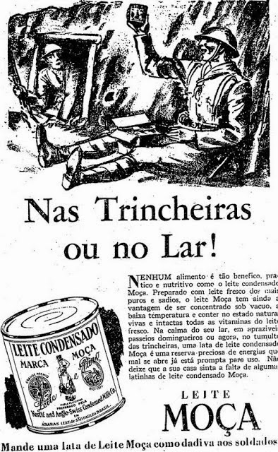 Propaganda do Leite Moça durante a Segunda Guerra Mundial.