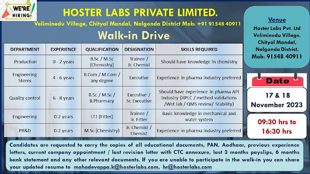 Hoster Lab Walk In Drive For Production/QC/ PR&D/ Engineering/ Store
