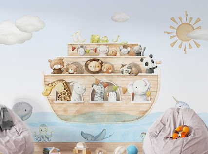 Nautical Adventure Animal Kids Wallpaper