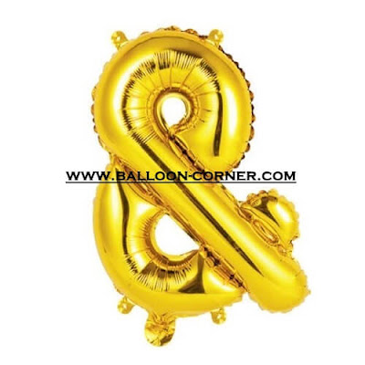 Balon Foil Huruf Ampersand (&) Warna Gold Glossy