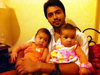 Fahad Mustafa with his duaghter and son