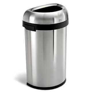 simplehuman Semi-Round Open Trash Can, Commercial Grade, Heavy Gauge Brushed Stainless Steel, 60 L/16 Gal