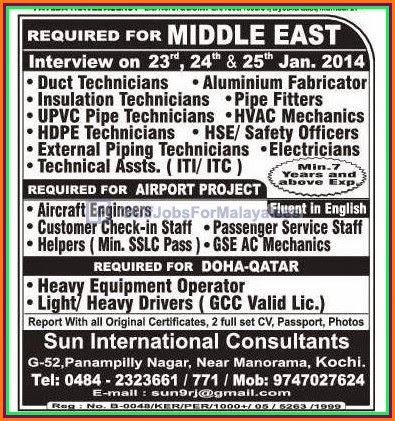 Required For Airport Project for Middle East & Qatar