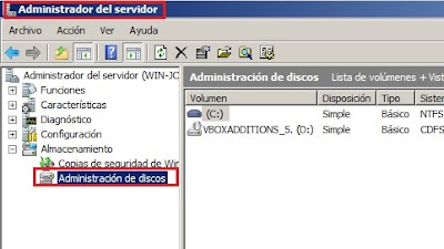 Administración del servidor, Administración de discos.